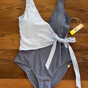 Two-Tone Blue Women's Swimsuit